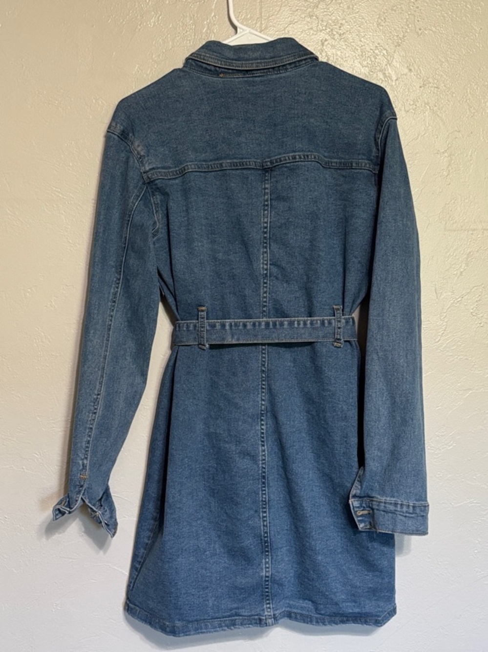 rue21 Blue Denim Button-Up Shirt Dress with Tie Waist Y2K Junior’s XL - Picture 4 of 4